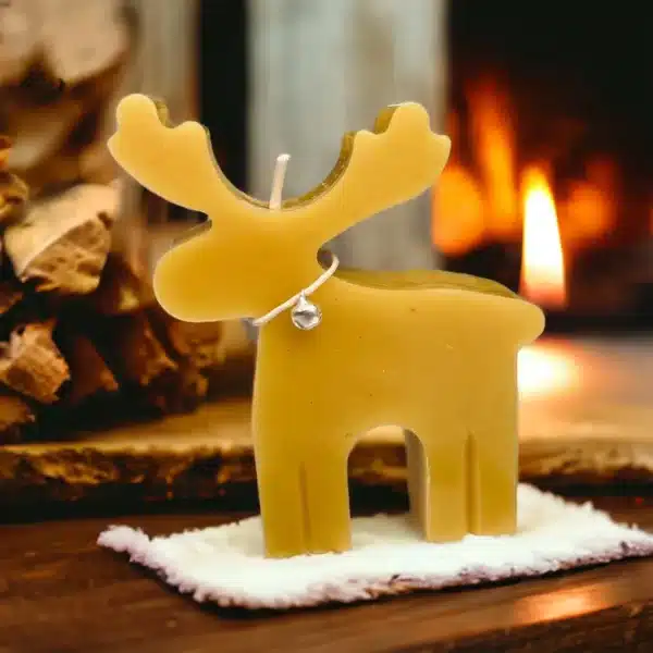 Natural Beeswax Reindeer Candle