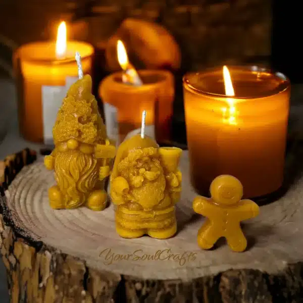 Santa, gnome & ginger man - Christmas beeswax candles