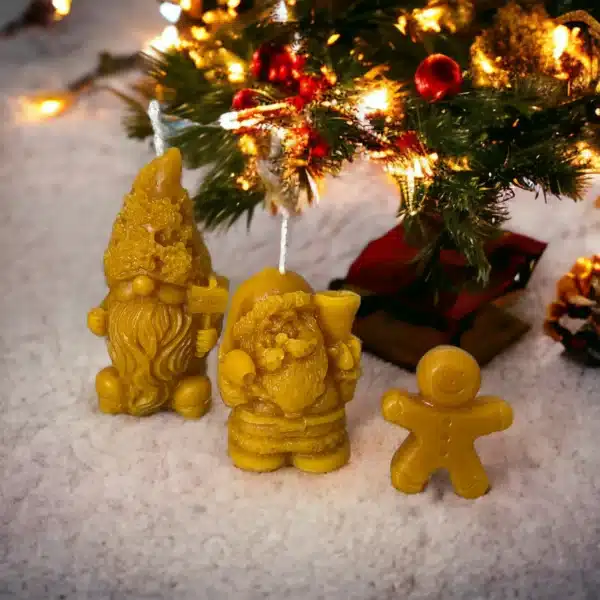Christmas beeswax candles - santa, gnome & gingerman