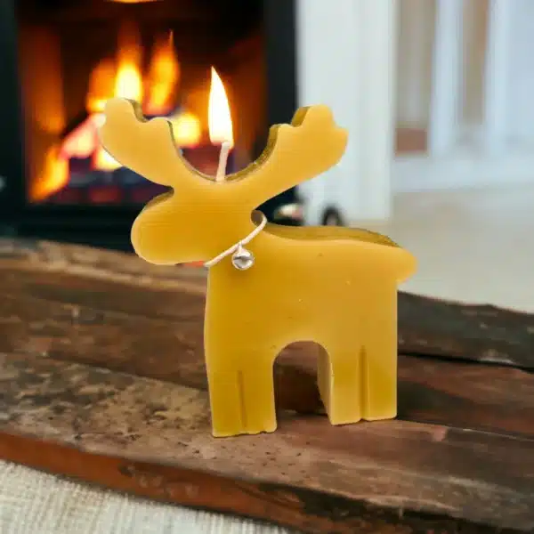 Handmade Beeswax Candle of a Reindeer