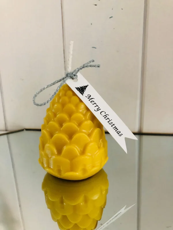 pinecone beeswax candle